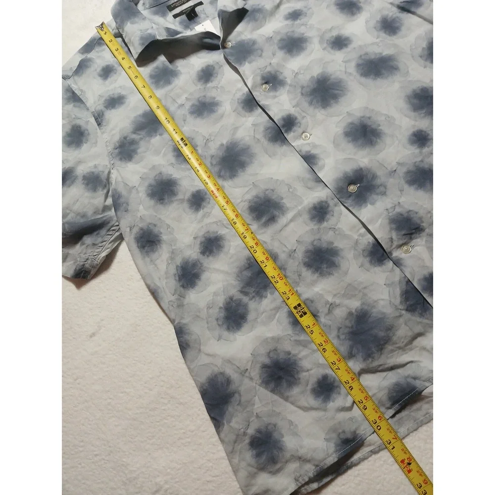 Banana Republic Men XL Organic Cotton Resort Shirt Camp Tie Dye Blue Gray 834894